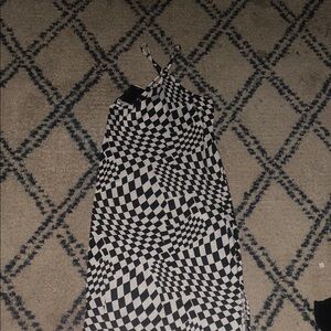 Stylish Black and White Checkered Dress